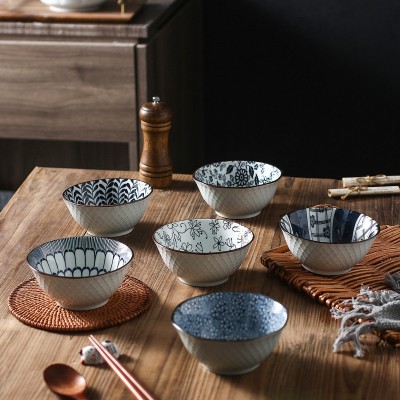 Nostalgic Charm: Japanese-inspired Ceramic Rice Bowls 5" Nostalgic Charm: Japanese-inspired Ceramic Rice Bowls 5"