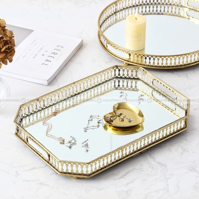 Cosmetics Storage Rack Decorative Metal Mirror Jewelry Display Tray Cosmetics Storage Rack Decorative Metal Mirror Jewelry Display Tray