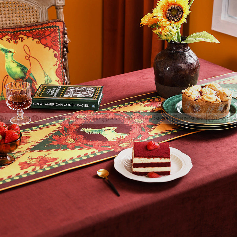 Byron Table Runner Road of Poet Decorative Cloth Velvet Table Cover Byron Table Runner Road of Poet Decorative Cloth Velvet Table Cover