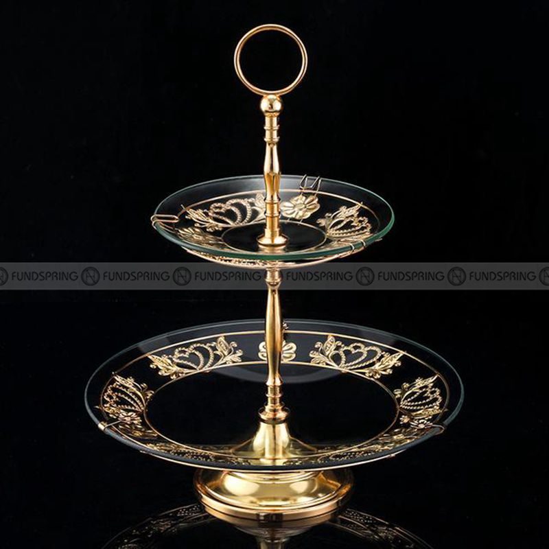 Crystal Glass Wrought Iron 2-4 Tiered Stand Festival Snack Fruit Plate Crystal Glass Wrought Iron 2-4 Tiered Stand Festival Snack Fruit Plate