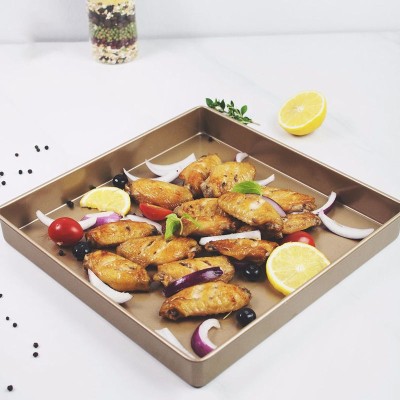 11-Inch Square Golden Baking Pan Swiss Roll Cake No-stick Pan 11-Inch Square Golden Baking Pan Swiss Roll Cake No-stick Pan