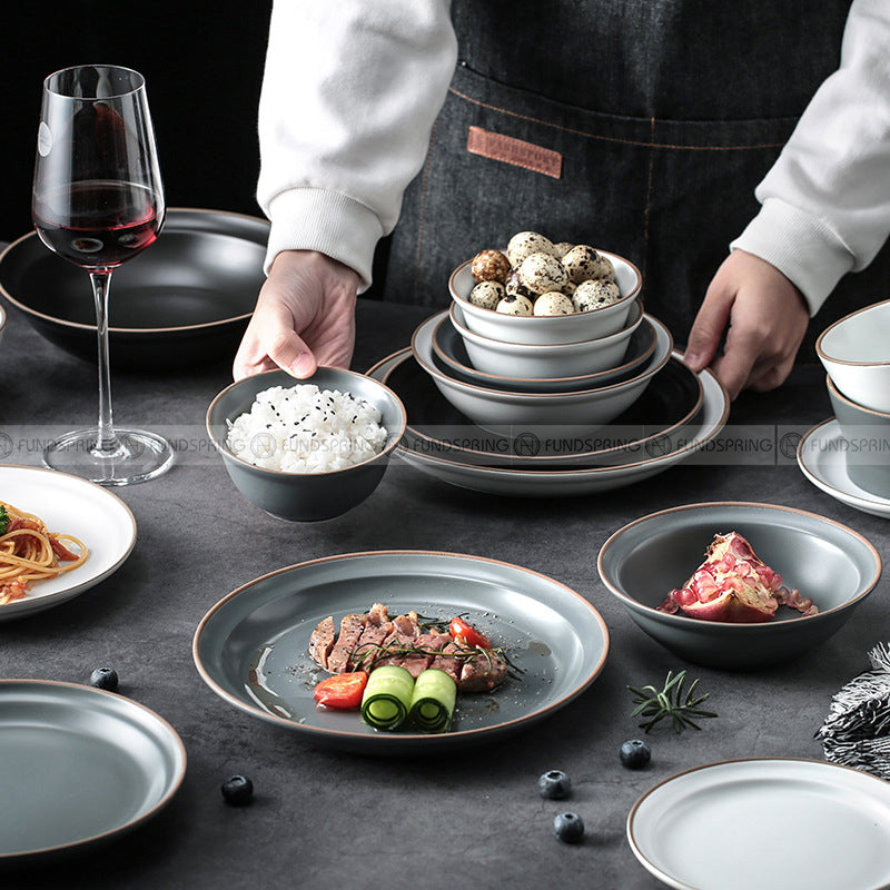 Minimalist Matte Ceramic Dinnerware Set Porcelain Serverware Set Minimalist Matte Ceramic Dinnerware Set Porcelain Serverware Set