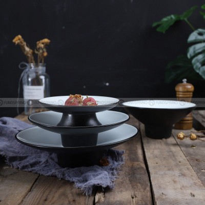 Japanese Ceramic Serving Plate High-foot Plate Matte Black Platter Japanese Ceramic Serving Plate High-foot Plate Matte Black Platter