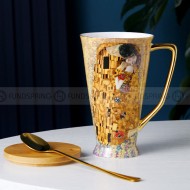 European Bone China Mug: Large-capacity Ceramic Cup With Lid And Spoon European Bone China Mug: Large-capacity Ceramic Cup With Lid And Spoon
