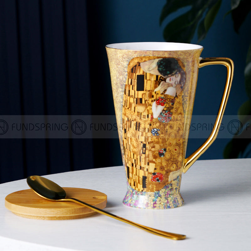 European Bone China Mug: Large-capacity Ceramic Cup With Lid And Spoon