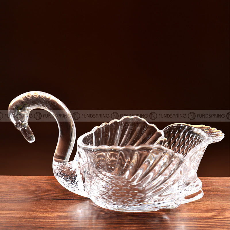 European Fruit Pot Snack Plate Crystal Glass Swan Fruit Bowl