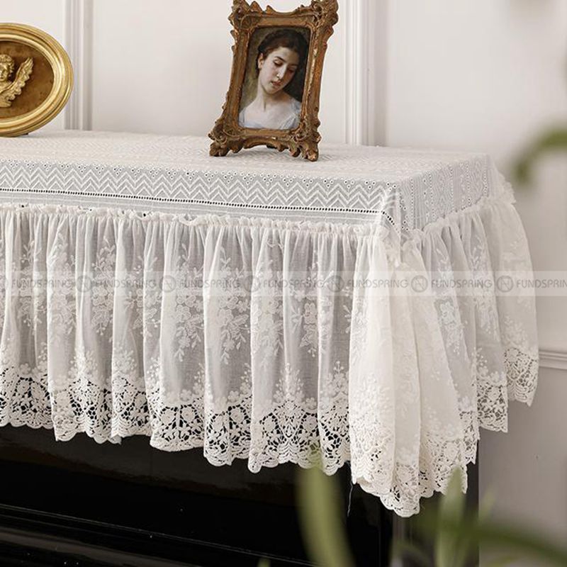 Neumann Lace Embroidered White Lace Dust Cover Decorative Piano/Bench Cover Neumann Lace Embroidered White Lace Dust Cover Decorative Piano/Bench Cover