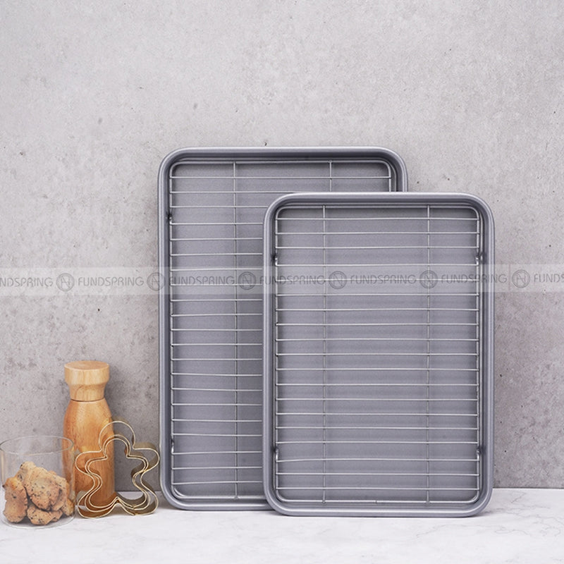 Baking Tools Rectangular Baking Pan with Grill Thick Carbon Steel Pan