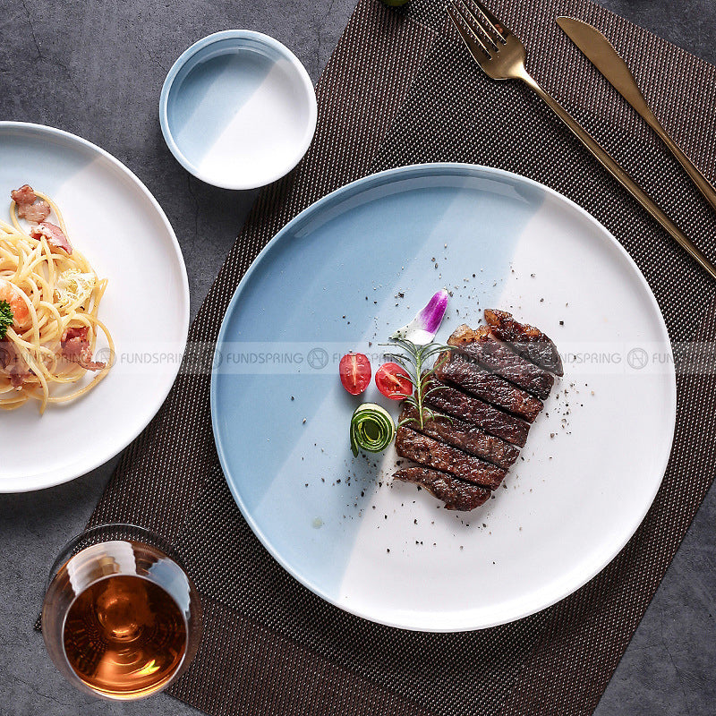 Ceramic Tableware Landscape Painting Dinnerware Gradient Bowls Plates Ceramic Tableware Landscape Painting Dinnerware Gradient Bowls Plates