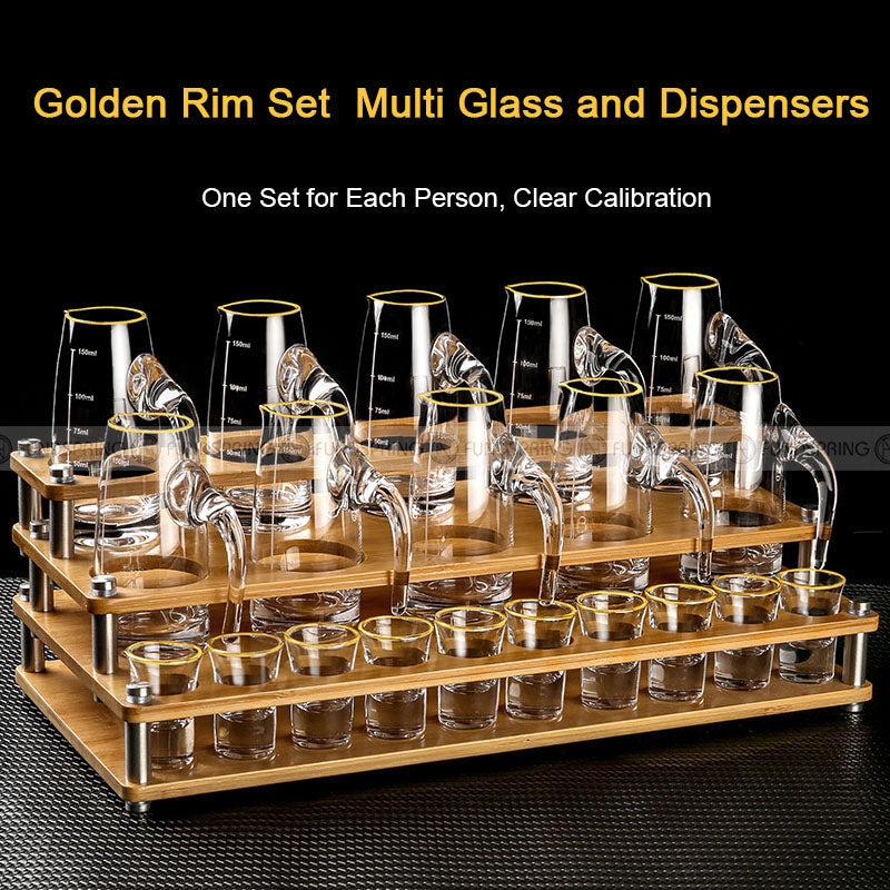 White Spirit Glass and Dispenser Set Crystal Baijiu Glass Set With 3-Layer Rack White Spirit Glass and Dispenser Set Crystal Baijiu Glass Set With 3-Layer Rack