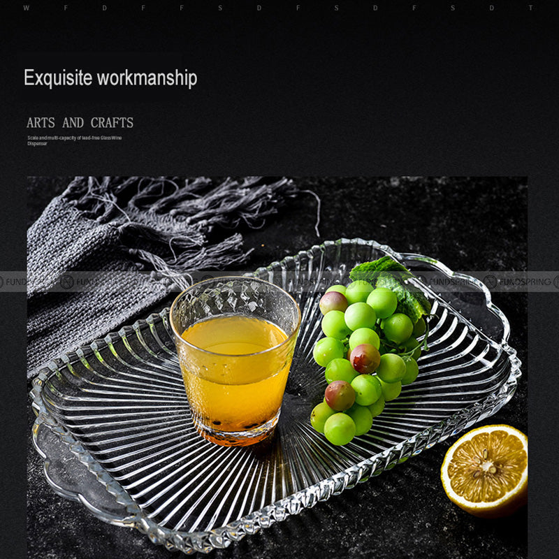 Rectangular Vertical Striped Glass Fruit Tray Multiple Functions Plate Rectangular Vertical Striped Glass Fruit Tray Multiple Functions Plate