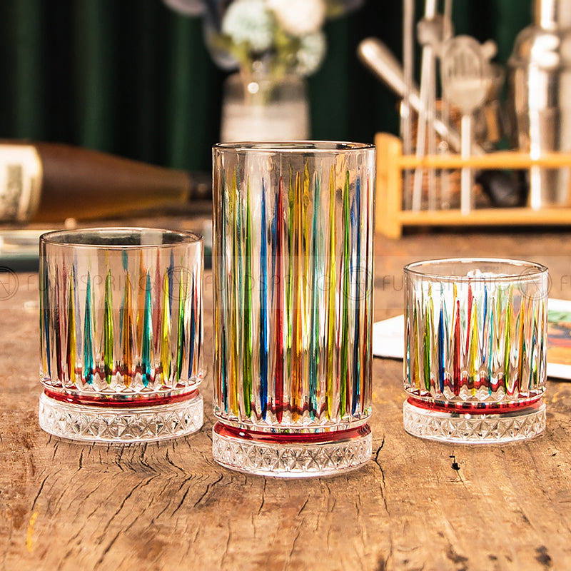 Contrast Color Stripe Glass Cups Painted Water Cup Whiskey Glass Contrast Color Stripe Glass Cups Painted Water Cup Whiskey Glass