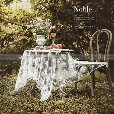 Kokham Tablecloth White Lace Embroidery Dining/Tea Table Cover Kokham Tablecloth White Lace Embroidery Dining/Tea Table Cover