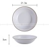 Nordic Matte Deep Dish Disc Korean Creative Brown Line Shallow Bowl 8.5" Nordic Matte Deep Dish Disc Korean Creative Brown Line Shallow Bowl 8.5"
