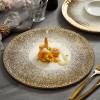 Fafartc Gypsophila Series Dinnerware Ceramic Dining Plate Flat Plate Gold-white Shallow Bowl