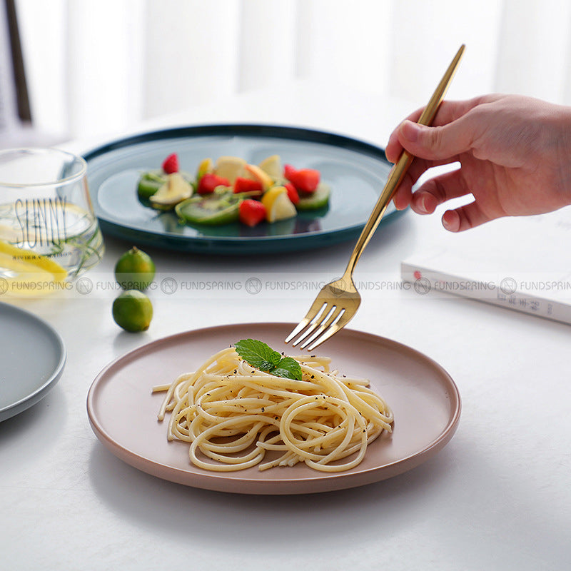 Nordic Ceramic Flat Plate Fruit Salad Plate Matte Shallow Plate Nordic Ceramic Flat Plate Fruit Salad Plate Matte Shallow Plate
