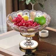 Crystal Elegance: Enamel Fruit Plate with High Foot - Table Decoration Ornaments Crystal Elegance: Enamel Fruit Plate with High Foot - Table Decoration Ornaments
