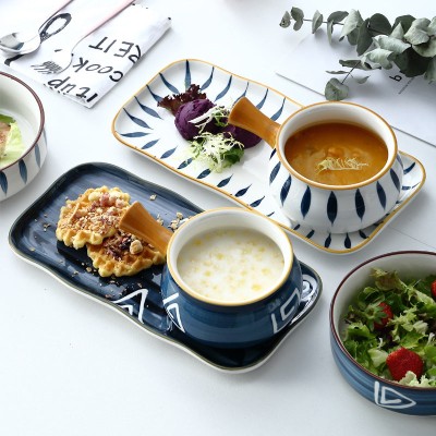 Japanese Ceramic Handled Breakfast Bowl and Tray Set – Baking Bowl with Handle Japanese Ceramic Handled Breakfast Bowl and Tray Set – Baking Bowl with Handle