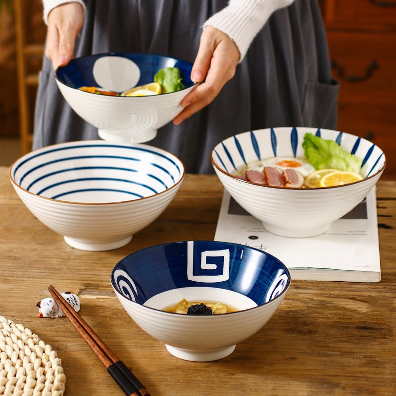 Artistry in Bowls: Japanese Style Underglaze Ceramic Dinner Bowls Set of 4 Artistry in Bowls: Japanese Style Underglaze Ceramic Dinner Bowls Set of 4