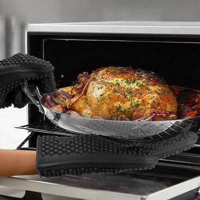 Heat Resistant Five-finger Gloves Thickened Silicone Insulation Black Gloves Heat Resistant Five-finger Gloves Thickened Silicone Insulation Black Gloves