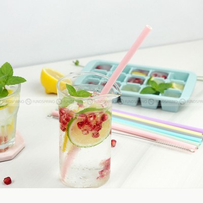 Food Grade Recyclable Silicone Straw Set Collapsible Drinking Tool