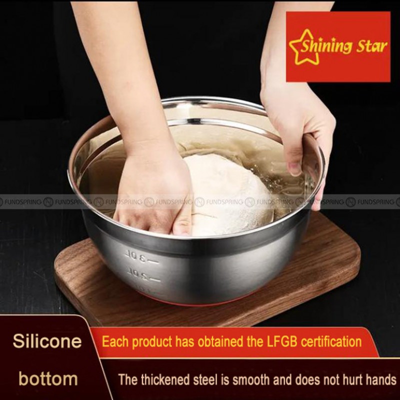 Stainless Steel Splash-proof Basin Silicone Bottom Egg Beating Basin