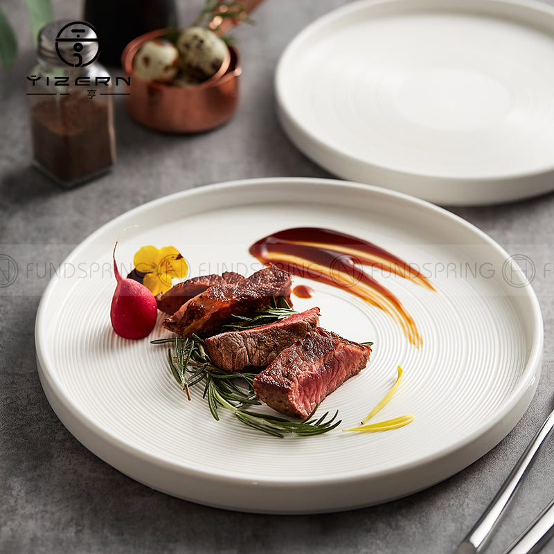 Nordic Ceramic Dinnerware Weiss Series White Plate With Edge Nordic Ceramic Dinnerware Weiss Series White Plate With Edge