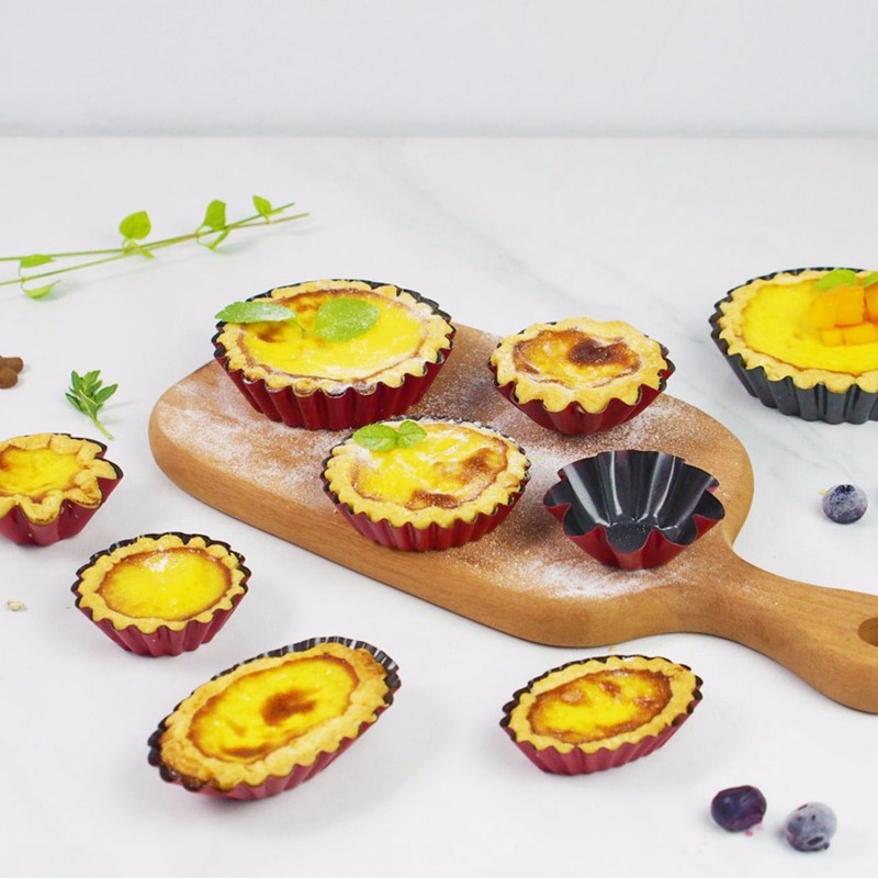 Flower Shaped Pie Plate Cake Egg Tart Mold Non-stick Baking Tray 4 Pcs