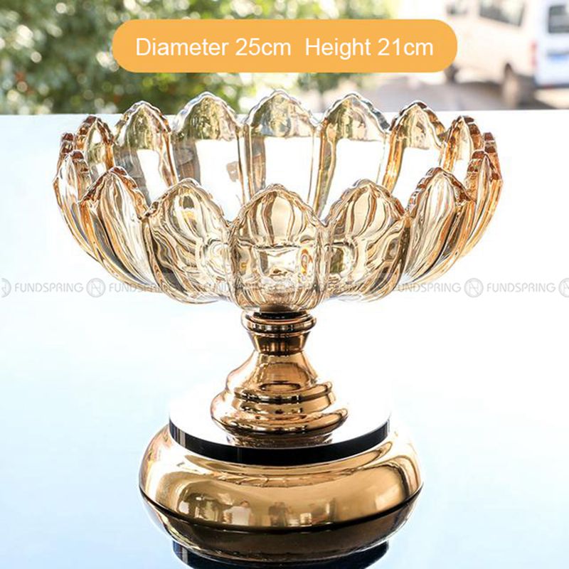 European Glass High-Foot Fruit Bowl: Stylish Living Room Snack and Nuts Pot European Glass High-Foot Fruit Bowl: Stylish Living Room Snack and Nuts Pot