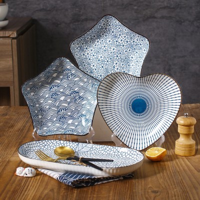 Japanese Elegance Ceramic Dinner Plates - Set of Underglaze Serve Plates Japanese Elegance Ceramic Dinner Plates - Set of Underglaze Serve Plates