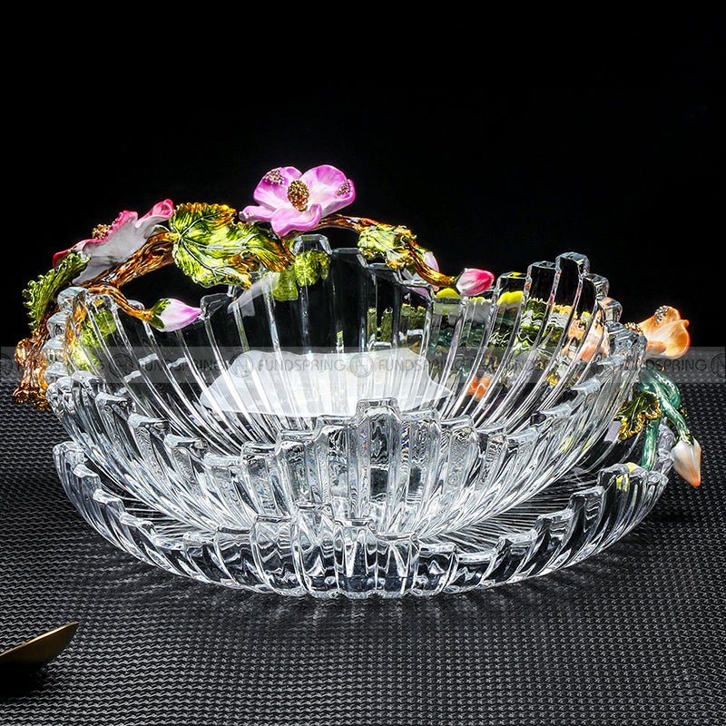 European Elegance: Crystal Glass Serving Bowl for Fruits, Candy, and More