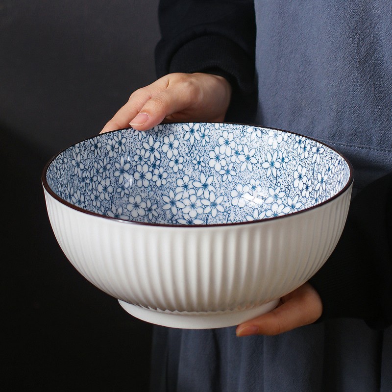 Vertical Essence: Underglaze Ceramic Bowls for Rice and Soup 4 Sizes Vertical Essence: Underglaze Ceramic Bowls for Rice and Soup 4 Sizes