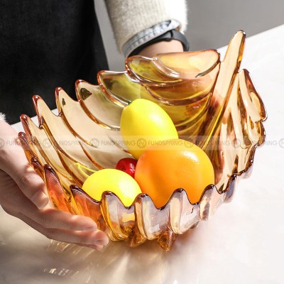 Large Size Fruit Punch Bowl Glass Serving Bowl Creative Feather Design Fruit Pot Large Size Fruit Punch Bowl Glass Serving Bowl Creative Feather Design Fruit Pot