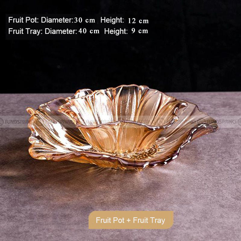 Glass Elegance: Modern Living Room Fruit Plate Large Size Petal Shape Plate Glass Elegance: Modern Living Room Fruit Plate Large Size Petal Shape Plate