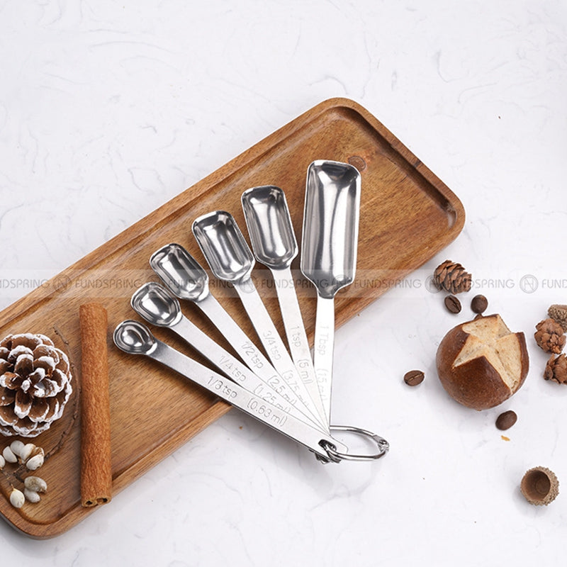 Baking Scales Measurement Spoons Set Stainless Steel Spoon Set of 6 Baking Scales Measurement Spoons Set Stainless Steel Spoon Set of 6