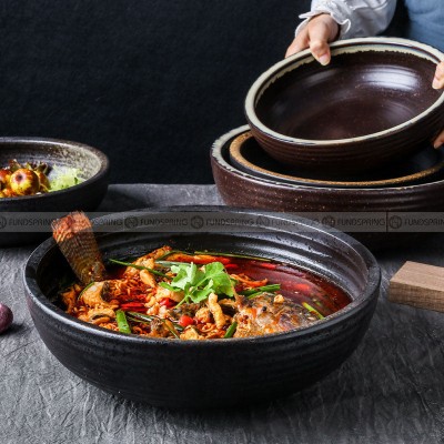 Kiln Change Ceramic Soup Bowl Large Noodle Bowl Spiral Texture Pot Kiln Change Ceramic Soup Bowl Large Noodle Bowl Spiral Texture Pot