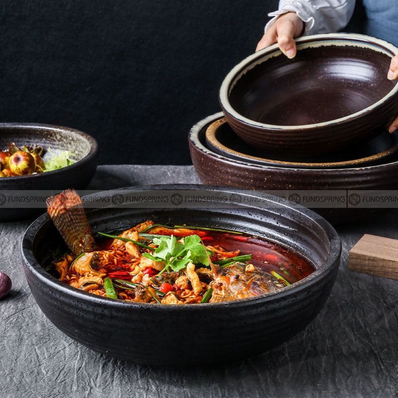 Kiln Change Ceramic Soup Bowl Large Noodle Bowl Spiral Texture Pot Kiln Change Ceramic Soup Bowl Large Noodle Bowl Spiral Texture Pot