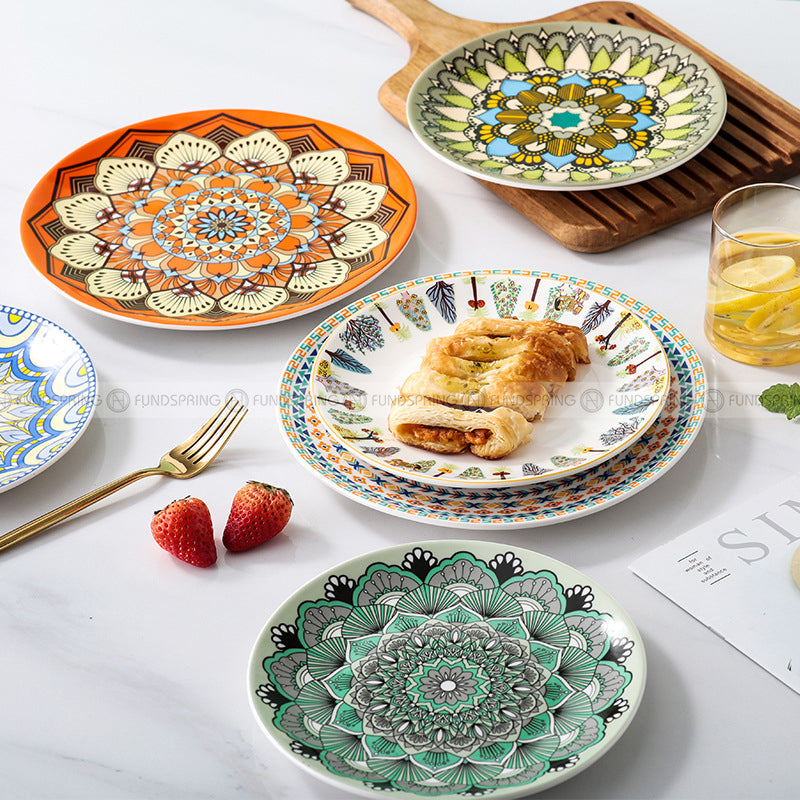 Porcelain Dinnerware Flowerish Hand-painted Plate Pattern Dinner Plate Porcelain Dinnerware Flowerish Hand-painted Plate Pattern Dinner Plate