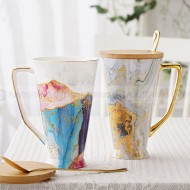 European Bone China Mug: Large-capacity Ceramic Cup With Lid And Spoon European Bone China Mug: Large-capacity Ceramic Cup With Lid And Spoon