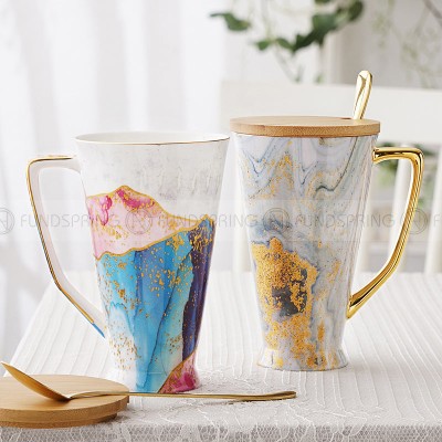 European Bone China Mug: Large-capacity Ceramic Cup With Lid And Spoon European Bone China Mug: Large-capacity Ceramic Cup With Lid And Spoon