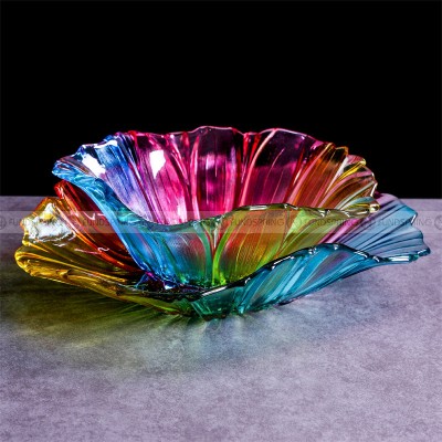 Glass Elegance: Modern Living Room Fruit Plate Large Size Petal Shape Plate Glass Elegance: Modern Living Room Fruit Plate Large Size Petal Shape Plate