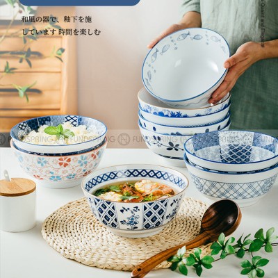 Japanese Blue and White Ceramic Soup Bowl Underglazed 8" Set of 2 Japanese Blue and White Ceramic Soup Bowl Underglazed 8" Set of 2
