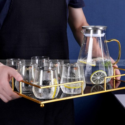 Twill Kettle Set Heat Resistant Glass Mugs Set Glass Pitcher Cups Twill Kettle Set Heat Resistant Glass Mugs Set Glass Pitcher Cups