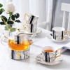 Bone China Tea Set with Infuser and Warmer, Marble Pattern, Glass Teapot and Tea Cups with Saucers - Set of 10 Bone China Tea Set with Infuser and Warmer, Marble Pattern, Glass Teapot and Tea Cups with Saucers - Set of 10