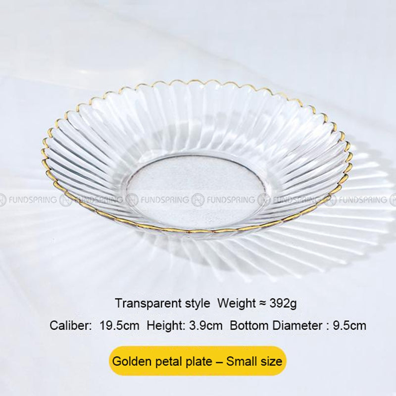 Nordic Elegance Crystal Glass Golden-rim Fruit Bowl and Salad Plate Nordic Elegance Crystal Glass Golden-rim Fruit Bowl and Salad Plate
