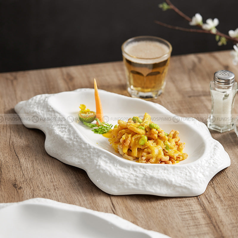 Ceramic White Plate Artistic Conception Tableware Oyster Platter Ceramic White Plate Artistic Conception Tableware Oyster Platter