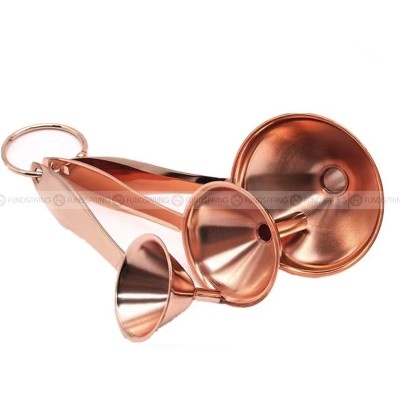 Rose Gold Stainless Steel Oil Leakage With Handle Cone Funnel Set of 3 Rose Gold Stainless Steel Oil Leakage With Handle Cone Funnel Set of 3