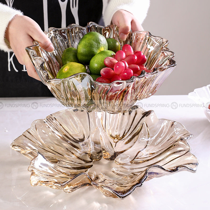 Crystal Clear Elegance: Minimalist Glass Fruit Pot and Bowl Set