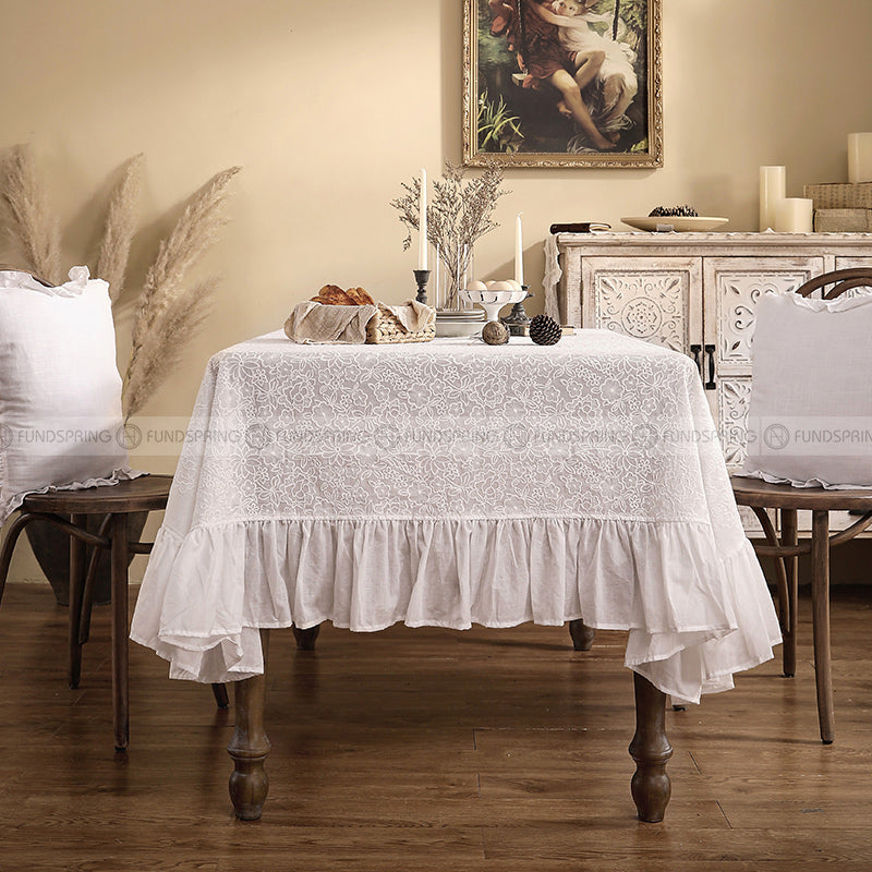 Lucerne Tablecloth Light Luxury Desk Cover White Lace Dining Table Cloth Lucerne Tablecloth Light Luxury Desk Cover White Lace Dining Table Cloth