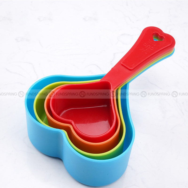 Food Grade Colored Plastic Measuring Spoon Heart-shaped Spoons 4 Pcs Food Grade Colored Plastic Measuring Spoon Heart-shaped Spoons 4 Pcs